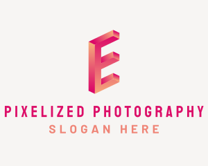 3D Gradient Letter E logo design