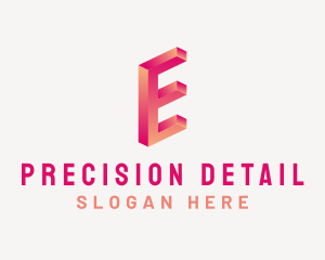 3D Gradient Letter E logo design