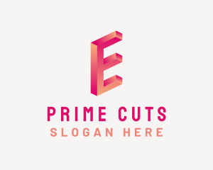 3D Gradient Letter E logo design