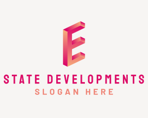 3D Gradient Letter E logo design