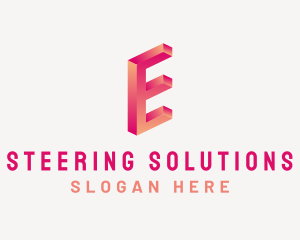 3D Gradient Letter E logo design