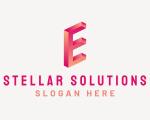 3D Gradient Letter E logo design