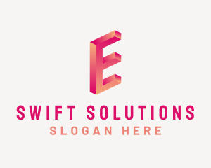 3D Gradient Letter E logo design