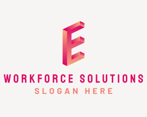 3D Gradient Letter E logo design