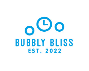 Blue Bubbles Clock logo design