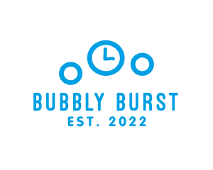 Blue Bubbles Clock logo design