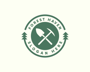 Forest Shovel Axe logo design