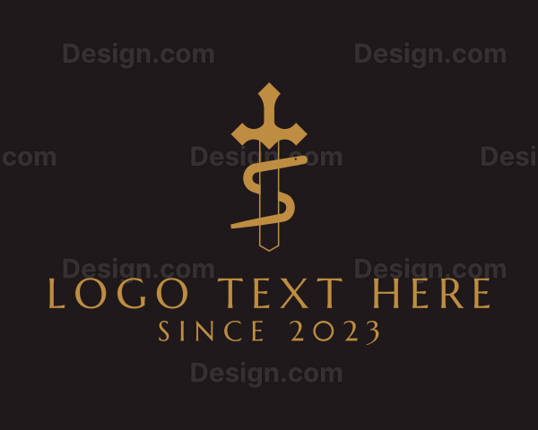 Gold Sword Snake Logo