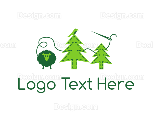 Sheep Bird Pine Trees Felt Logo