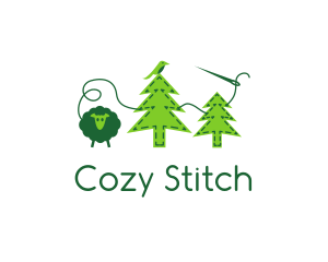 Sheep Bird Pine Trees Felt logo design