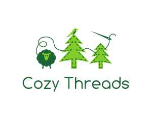 Sheep Bird Pine Trees Felt logo design