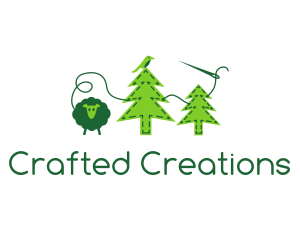 Sheep Bird Pine Trees Felt logo design