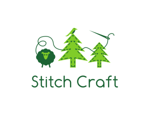 Sheep Bird Pine Trees Felt logo design