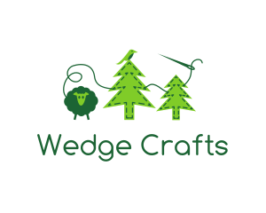 Sheep Bird Pine Trees Felt logo design