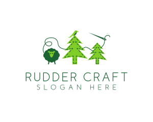 Sheep Bird Pine Trees Felt logo design