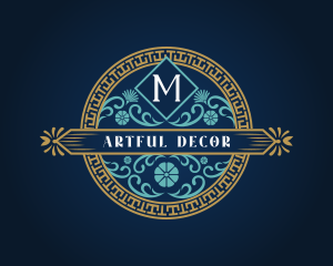 Greek Mu Symbol Ornament logo design