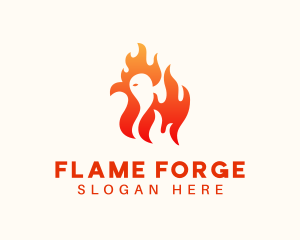 Red Flaming Chicken logo design