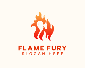 Red Flaming Chicken logo design