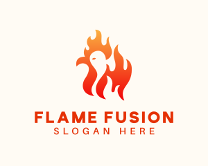 Red Flaming Chicken logo design