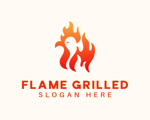 Red Flaming Chicken logo design