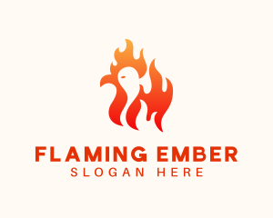 Red Flaming Chicken logo design