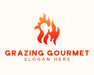 Red Flaming Chicken logo design