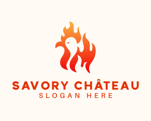 Red Flaming Chicken logo design