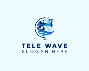 Globe Travel Boat logo design