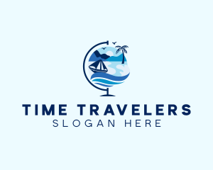 Globe Travel Boat logo design