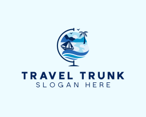 Globe Travel Boat logo design