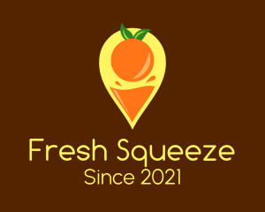 Orange Juice Location Pin logo design