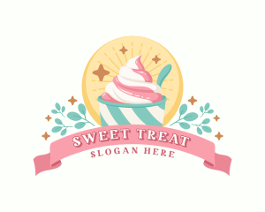Ice Cream Sundae Dessert logo design