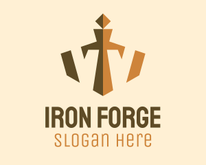 Bronze Crown Sword logo design