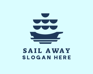 Sail Galleon Ship logo design