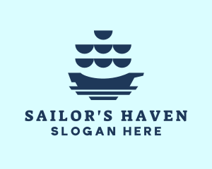 Sail Galleon Ship logo design