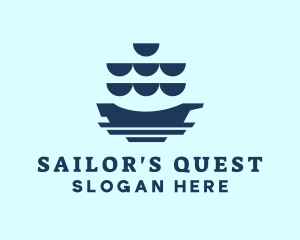 Sail Galleon Ship logo design