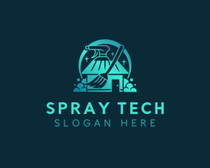 Broom Spray Housekeeping logo design