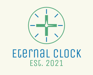 Medical Cross Clock logo design