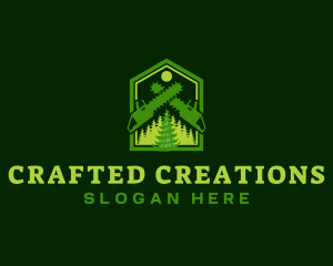 Woodwork Chainsaw Forest logo design