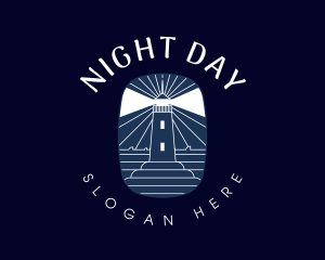 Emblem Night Lighthouse logo design