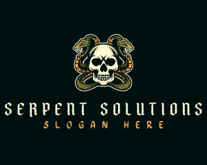 Skull Serpent Snake logo design