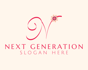 Pink Flower Letter N logo design