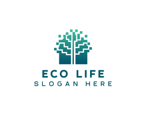 Eco Tree Pixel logo design