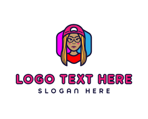 Girl Vlogging Character logo