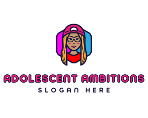 Girl Vlogging Character logo