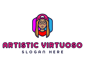 Girl Vlogging Character logo design