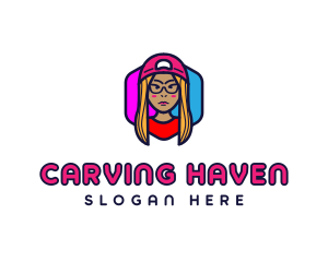 Girl Vlogging Character logo design