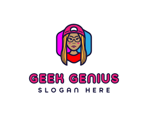 Girl Vlogging Character logo