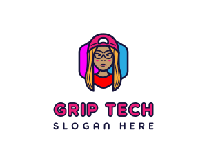 Girl Vlogging Character logo design