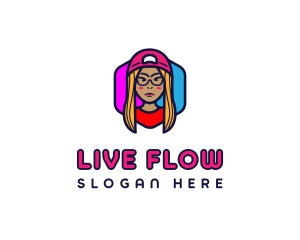 Girl Vlogging Character logo